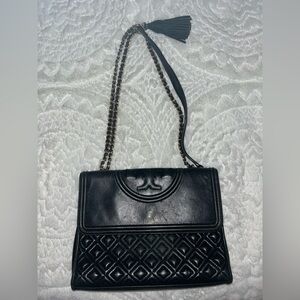 Tory Burch Black Quilted Satchel